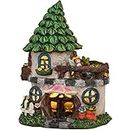 TERESA'S COLLECTIONS Castle Fairy House Garden Ornament Outdoor with Solar Light, Waterproof Resin Angel Cottage Garden Statue for Outdoor Garden Decoration Patio Lawn Yard, 8.7 Inch