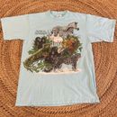 Camiseta vintage 1987 San Diego Zoo Wrap Around Nature estampado animal, talla L, Aqua