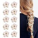10 Pcs Mini Diamond Hair Claw Clips,Small Hair Clips Flower Hairpins Hair Accessories for Women,Girls,Sweet Mini Barrettes Hair Styling Accessories for Photograph,Daily,Party,Wedding (White)
