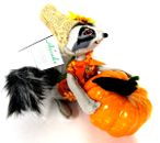 Annalee Dolls 6 in Harvesting Raccoon 2020 New Tag Fall Pumpkin & Black Bird