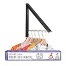 Single Foldable Clothing Rack, Wall-Mounted Retractable Clothes Hanger for Laundry Dryer Room, Hanging Drying Rod, Small Collapsible Folding Garment Racks, Dorm Accessories (Black)