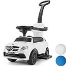 ToyStar Licensed Mercedes 3 In 1 Ride On Push Car, Toddler Learning Foot To Floor, Removable Parent Handle & Safety Bars, Music Steering Wheel