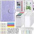 A6 Budget Binder Notebook Money Saving Wallet Set 37Pcs Budget Planner With Cash Envelopes Cash Binder For Trips And Diary (Purple)
