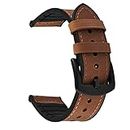 Fullmosa Quick Release Watch Band 20mm, Leather Silicone Hybrid Wacth Bands for Samsung Galaxy Watch,Samsung Gear S2 Classic/Gear Sport ,Huawei Watch 2,Garmin Forerunner 645 Music/Vivoactive 3,Brown+Black Buckle 20mm