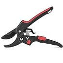 Milifox Ratchet Pruning Shears For Gardening, Bypass Pruning Scissors Secateurs With Sk-5 Steel, Professional Ratchet Anvil Pruning Shears For Tree Trimming, Cutting Rose, Tree, Plants(Red)