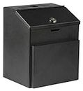 Suggestion Box with Lock and Keys Lock Metal Wall Mounted Ballot Box, Steel Donation and Collection Drop Box with Wide Slot, 8.5H x 6W x 7.3L Inch Office Comment Box with Front Wide Pocket