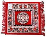 Kuber Industries Traditional Carpet/Pooja Mat|Square Shape & Soft Velvet Material|Maditation Prayer Rectangular Mat|Size 60 X 60 Cm (Red)