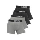 Boxershorts LEVI'S "Men Solid Logo Boxer 4er Pack" Gr. S (4), 4 St., grau (grau, schwarz) Herren Unterhosen Levi's Superweicher Baumwollstretch
