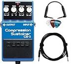 Boss CS-3 Compressor/Sustainer Bundle with Instrument Cable, Patch Cable, and Picks