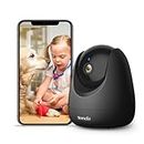 Tenda Überwachungskamera Innen CP3 V2.2, 360 Grad WLAN IP Kamera, 2-Wege-Audio, 1080P, Nachtsicht, Ton & Licht Alarm, Bewegungsverfolgung, Haustierkamera für Hund/Katze, Baby Kamera, Alexa, Schwarz