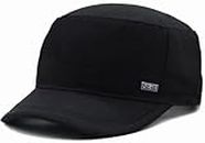 JAZAA Fashionable Solid Color Unisex Fitted Army Military Cadet Cap (Black)