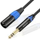 JOMLEY 1/4 to XLR Cable, 1/4" TRS to XLR Male Stereo Balanced Cable, 6.35 mm TRS to XLR Male Interconnect Cable Nylon Braid 3 Pin Interconnect Cord Patch Cord - 15ft