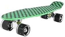 STRAUSS Cruiser Skateboard| Penny Skateboard | Casterboard | Hoverboard | Anti-Skid Board with High Precision Bearings | Wheels with Light |Ideal for All Skill Level,(Checkered Green)