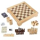 Trademark Games 63159 Deluxe 7-in-1 Game Set - Chess, Checkers, Backgammon and More, Brown