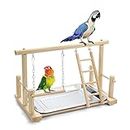 TeTupGa Natural Wood Bird Playground Parrot Playstand Play Gym Stand Playpen Perches Ladder Swing Platform with Toys Exercise Playgym for Budgie,Canary,Cockatiels,Conures,Parakeets,Lovebird,Finch