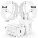 20W USB C Fast Charger for iPhone 15/15 Pro/15 Pro Max, iPad Pro 12.9/11 inch, Long USB C to USB C Cable 10FT with C iPad Charger Fast Charging for iPad Pro 11/12.9 2021, iPad Mini 6-2 Pack