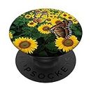Butterfly Cell Phone Accessories Sunflower Floral PopSockets PopGrip: Agarre intercambiable para Teléfonos y Tabletas
