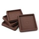 4pcs Furniture Cups, 2.5inch Square Caster Cup Furniture Coasters Rubber Feet Chair Leg Caps Furniture Leg Protectors for Hardwood Floors Carpet Bed Cabinet Sofa Chair Table Piano (Brown)
