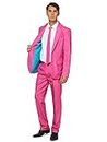 Offstream Plain Colored Suits for Men – Costumes Include Jacket Pants and Tie, M, Plain Pink