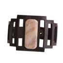 Pink Stepping Stone,'Rectangular Cut Leather Band and Moonstone Bracelet'