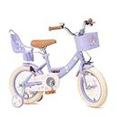 Girls Bike with Basket for Toddlers and Kids Aged 3-14 Years Old,14 16 18 Inch Kids Bike with Training Wheels,20 Inch Without Training Wheels, Princess Style Bicycle with Doll Seat & Daisy Prints