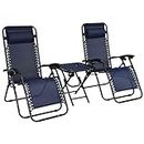S AFSTAR Zero Gravity Chairs Set of 2, 3 PCS Folding Zero Gravity Lawn Chair Set with Side Table Cup Holders & Adjustable Headrest, Reclining Patio Chairs, Zero Gravity Lounger for Patio Poolside