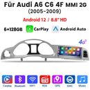 8.8"Carplay Android 12 Autoradio Für Audi A6 C6 4F MMI 2G GPS Navigation 6+128GB