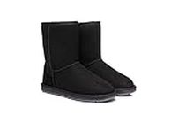 UGG Classic Short Boots Women Mens Uggs Premium Twinface Sheepskin Water Resistant Snow Boot Black US Women 9