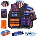 UWANTME Kids Tactical Vest Kit for Nerf Guns N-Strike Elite Series with Refill Darts Dart Pouch, Reload Clip Tactical Mask Wrist Band and Protective Glasses for kids Boys & girls
