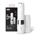 Braun Face Mini Hair Remover, Facial Hair Remover for Women Mini-Sized Design For Portability, Efficient Facial Hair Removal Anytime, Anywhere, With Smart Light, Gifts For Women, FS1000, White