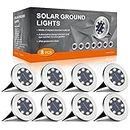 FLOWood Solar Lights Outdoor Garden, 8 H Working 600mAh Solar Floor Lights Outdoor Solar Ground Lights IP65 Waterproof 8 LED Solar Path Lights for Garden Lawn Pathway Patio White 8 Pieces