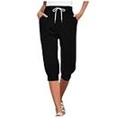 Sweatpants Capris for Women 4Th of July American Flag Independence Day Print Pants Cinch Bottom Drawstring Joggers high Waisted Pants for Women