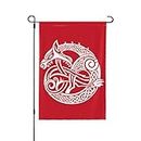 12x18inches (30x45cm) Outdoor Double Sided Printed Garden Flag, Scandinavian Viking Wolf Rune Print, Home Decor Yard Lawn Hanging Flags