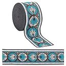 GORGECRAFT 7.7 Yard 2" Embroidered Jacquard Ribbon Vintage Embroidered Ribbon Floral Woven Trim Fringe Fabric Bias Tape for Embellishment Craft DIY Clothing Accessories Decorations, Teal