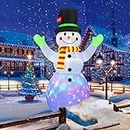 7 FT Christmas Inflatables Embrace Snowman Outdoor Decorations, Blow up Snow Man Yard Decor Built-in Bright Colorful Rotating LED, Weatherproof Holiday for Garden Patio Lawn Party Xmas Gifts