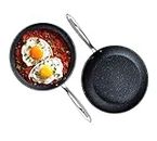 Granite Stone Professional Frying Pan Set, Hard Anodized Ultra Nonstick 10” & 11.5” Pro Chef’s Skillet Set, Durable Granite Surface Coated 3X and Infused with Minerals & Diamonds, Induction Capable