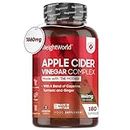 Apple Cider Vinegar Weight Loss with Mother 1860mg - Added Probiotics - 180 Apple Cider Vinegar Capsules with Cayenne Pepper, Turmeric & Ginger Root - Tasteless & Vegan - Not ACV Gummy- Made in The UK
