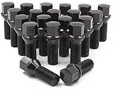 Wheel Accessories Parts 20 PC Black 12x1.5 Conical Lug Bolts with 17mm Hex (24mm Long) (20, Black)