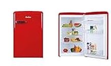 Amica VKS 15620-1 R Retro Vollraum-Kühlschrank / Chili Red (Rot) / 88cm (H) x 55cm (B) x 62cm (T) / Retro-Design / Mini-Kühlschrank