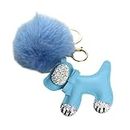 ZDHC Cute Dog Pom Pom Keychain Sparkly Crystal Rhinestone Puppy Keyring for Women Girls Fashionable Car Bag Accessories