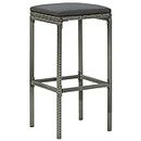 vidaXL Set of 6 Poly Rattan Bar Stools - Grey, Modern Design, Steel Frame, Weather-Resistant, Removable and Washable Seat Cushion