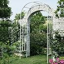 Climbing Plants Garden Arch Height 240 cm,Rose Arch Reinforce Trellis Pergola Arbor, Rank Arch Metal Weatherproof Rustproof,for Patio Backyard Lawn Decoration (Color : White, Size : 120cm/47in)