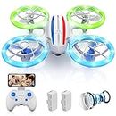 DEERC D23 Mini Drone for Kids Beginners with Green Blue LED Lights, 720P HD FPV WiFi Camera RC Quadcopter with Altitude Hold, 360°Flips, One Key Start, Headless Mode and 3 Speeds, 2 Batteries, Toys Gifts for Boys Girls