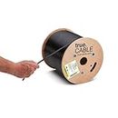 trueCABLE RG6 Outdoor Quad Shield Coax, 500ft, Black, Direct Burial Rated (CMX), Bare Copper Conductor Coaxial Cable, 3GHz Sweep Tested