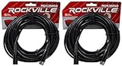 Rockville (2) RDX3M50 50 Foot 3 Pin DMX Lighting Cables 100% OFC Female to Male