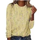 Lighting Deals Womens Cute Long Sleeve Tops Trendy 2023 Floral Print Tunic Shirts Crewneck Loose Comfy Blouses Dressy Casual Boho Tops for Women 2023 Yellow S