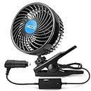 XOOL 12V 6'' Car Fan, Clip Fan 360 Degree Rotatable Car Fan Cooling Air Fan with Stepless Speed Regulation & Cigarette Lighter Plug for SUV, RV, Vehicles