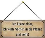 Schatzmix Blechschild Koche Nicht Sachen Pfanne Metallschild 27x10 cm Wanddeko mit Kordel Tin-Plate Sign, Multicoloured