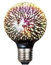 KLED LED Vintage Edison Bulb, G80 3W, Fireworks Filament Bulb 3D Colorful Lamp Bulb , 300 Lumen, 2700K (Warm White), Decorative Light Bulb, Medium Base E27, 85-265v (G80)