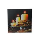 Northlight LED Flickering Candles and Leaves Canvas Wall Art 12" x 12"